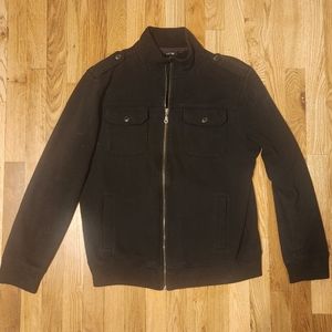 Black zip-up sweater jacket